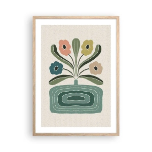 Poster in einem Rahmen aus heller Eiche - Symmetrischer Strauß - 50x70 cm