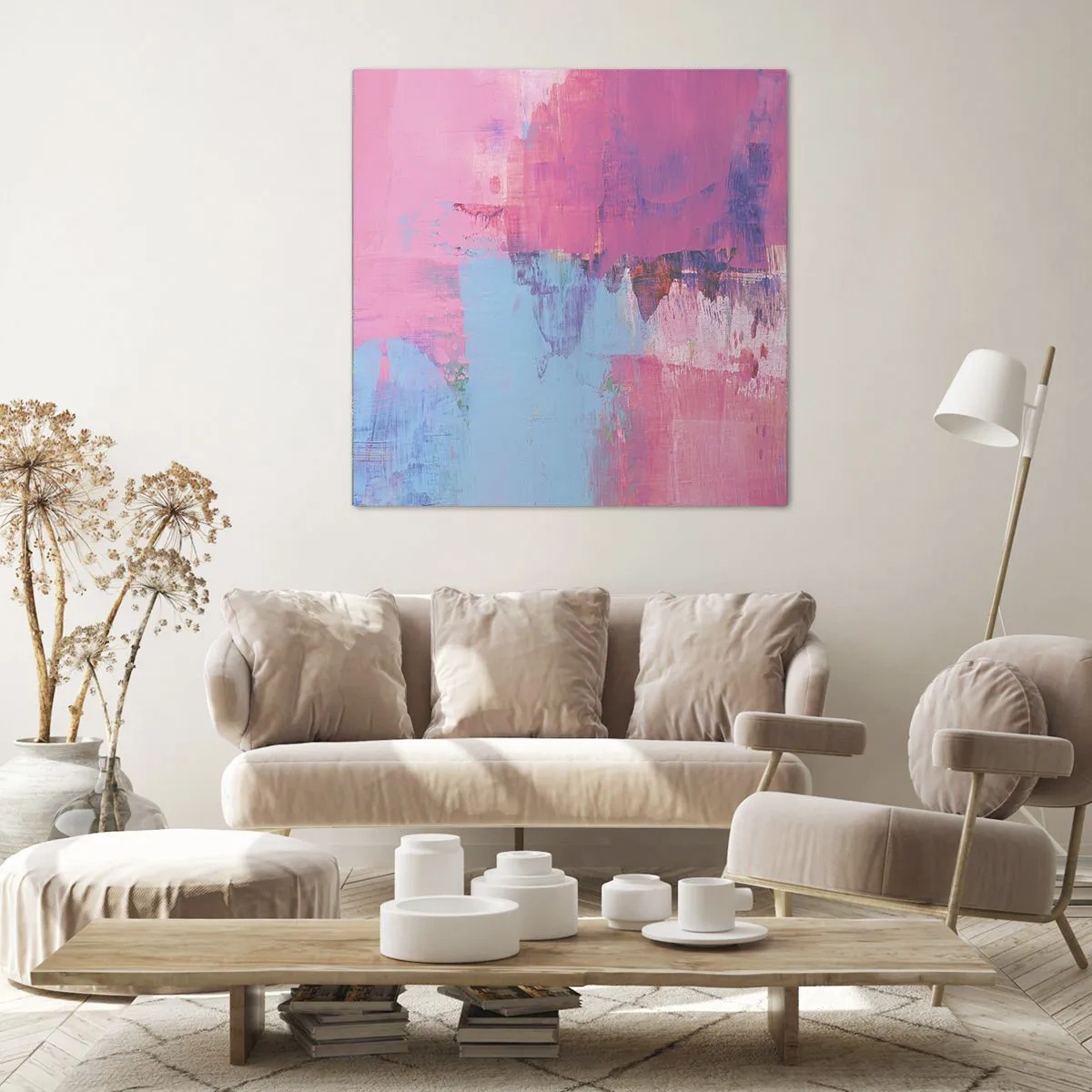 Bild auf Leinwand - Leinwandbild - Rosa, Blau und eine Prise Licht - 70x70 cm