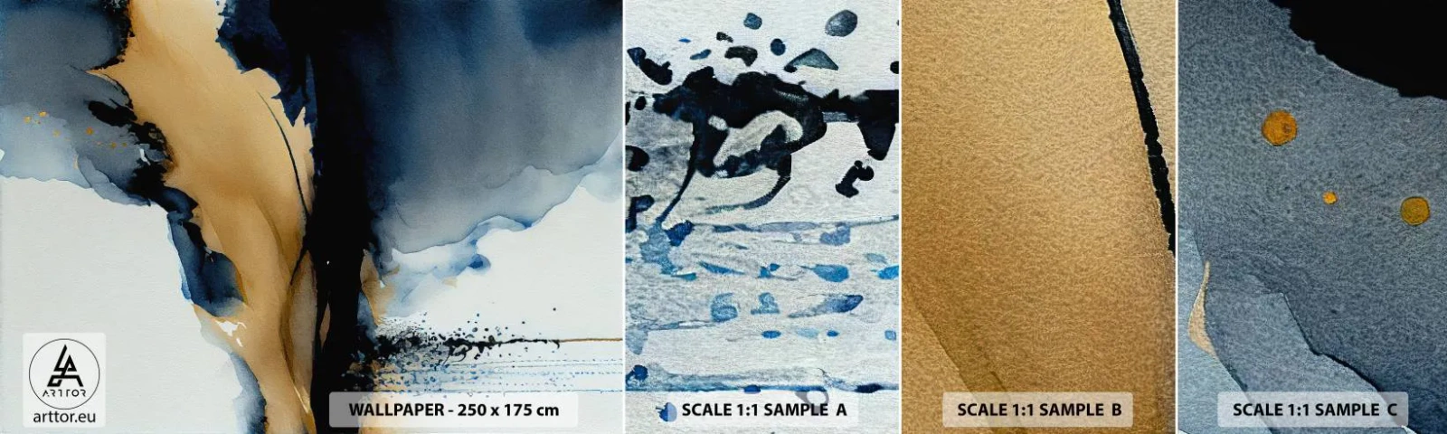 Fototapetenmuster Standard Eco - Hinter dem Vorhang - Abstraktion, Tinte, Stück - 100x30 cm
