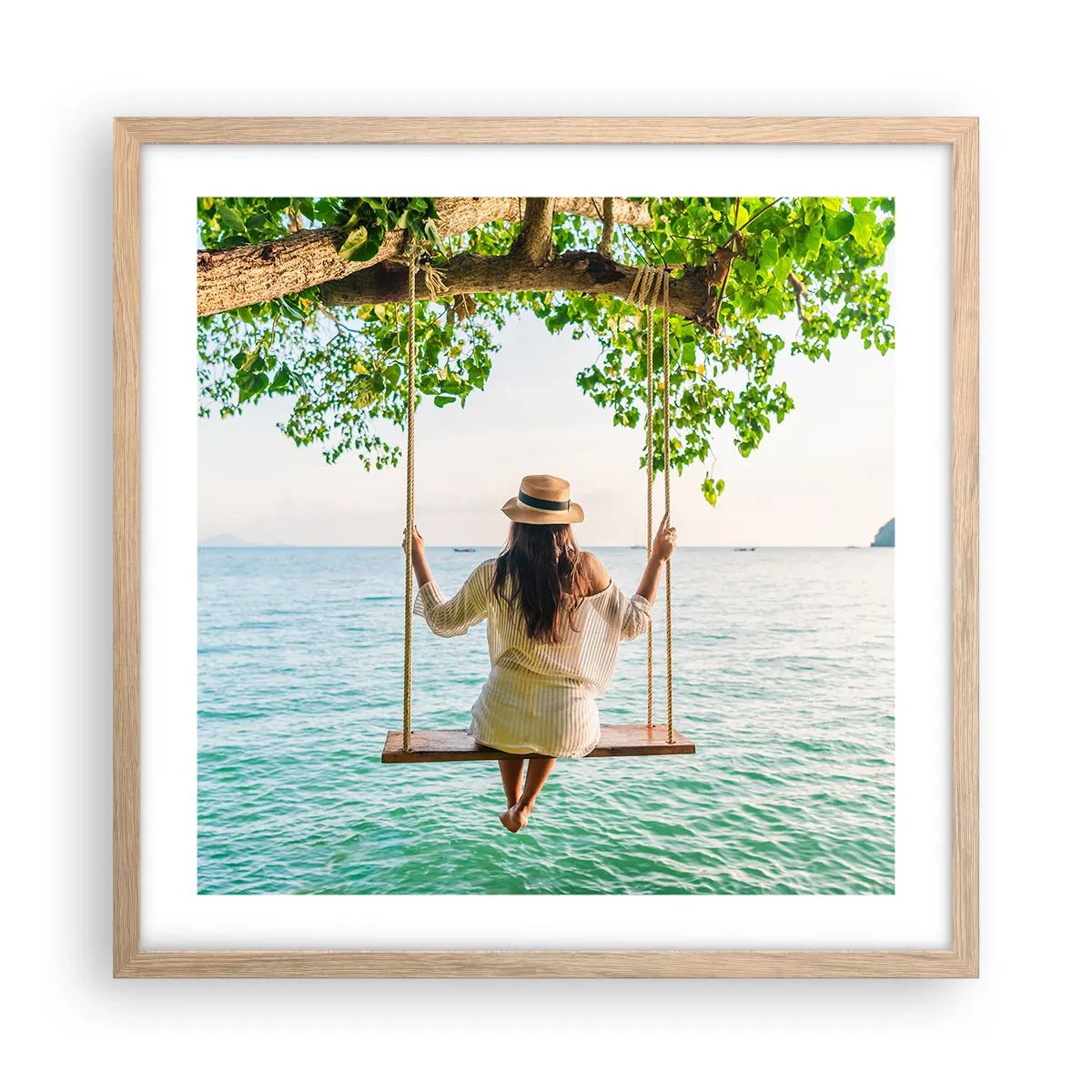 Poster in einem Rahmen aus heller Eiche - Das Leben ist wunderschön - 50x50 cm