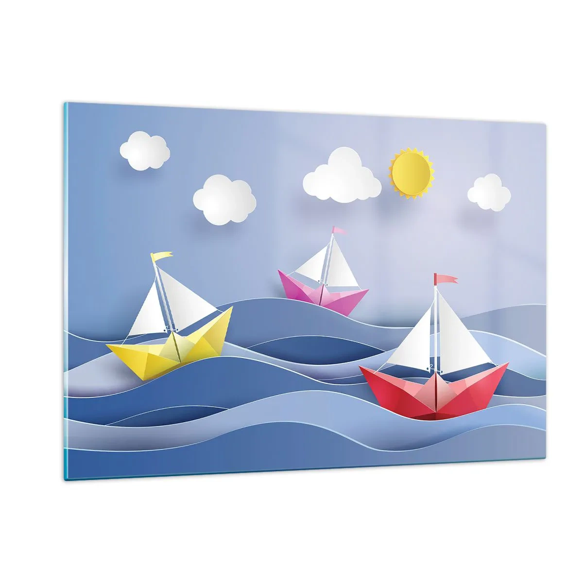 Glasbild - Bild auf glas - Oh, wie schön ist es, in den Wellen zu schaukeln - 120x80cm - Ach, wie schön ist es, in den Wellen zu schwingen - Moderne Wanddekoration für Wohnzimmer und Schlafzimmer ARTTOR