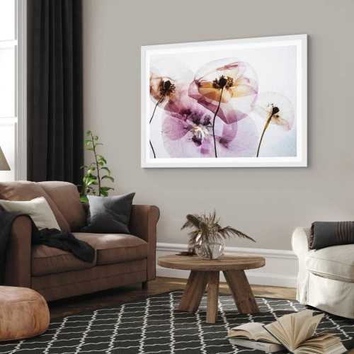 Poster in einem weißen Rahmen - Transparente Körperblumen - 91x61 cm