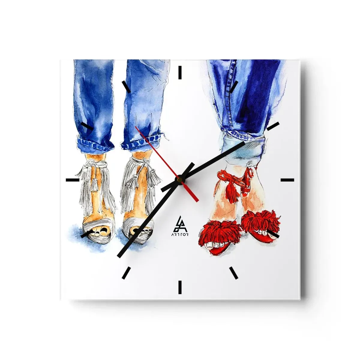 Wanduhr - Glasuhr - Vielleicht gehen wir spazieren? - 40x40 cm