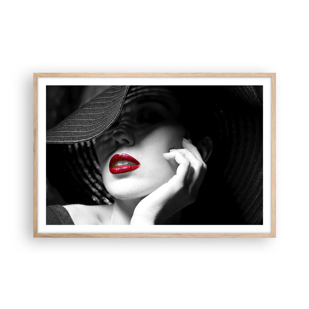 Poster in einem Rahmen aus heller Eiche - Eine Studie in Scharlachrot - 91x61 cm