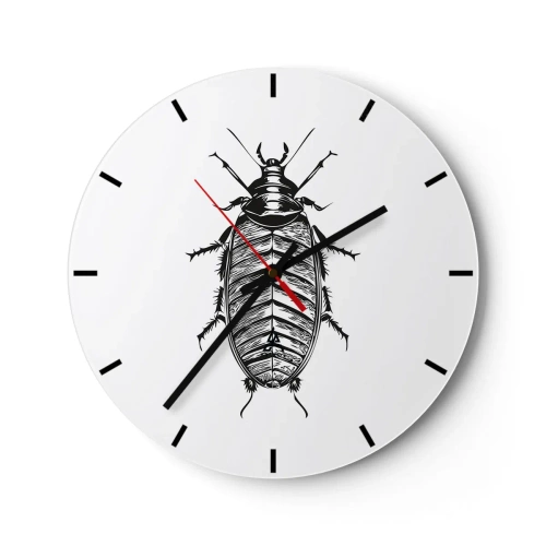 Wanduhr - Glasuhr - Eine Grafik eines Insekts im Stil einer Gravur auf weißem Hintergrund - 30x30cm - Was für ein Exemplar! - Moderne Wanddekoration für Wohnzimmer, Küche und Schlafzimmer ARTTOR