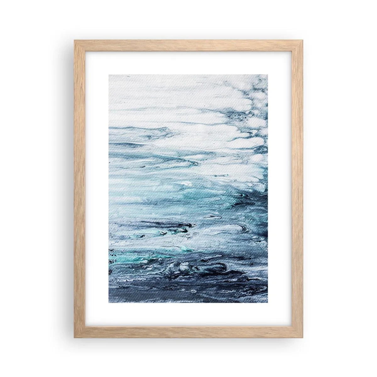 Poster in einem Rahmen aus heller Eiche - Blaue Eiszapfen - 30x40 cm