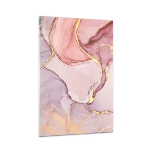 Glasbild - Bild auf glas - Zarte abstrakte Muster in Rosa- und Goldtönen - 80x120cm - Eine Liebkosung der Farben - Moderne Wanddekoration für Wohnzimmer und Schlafzimmer ARTTOR