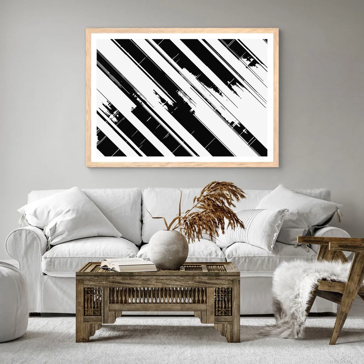 Poster in einem Rahmen aus heller Eiche - Eine intensive und dynamische Komposition - 91x61 cm