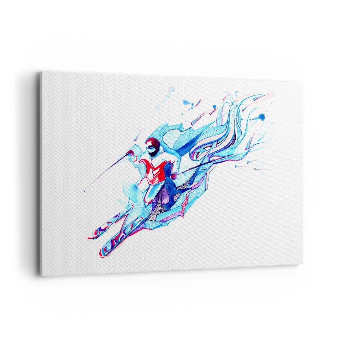 Bild auf Leinwand - Leinwandbild - Abstrakter Reiter in dynamischen Farben - 120x80cm - Verrückter Ansturm vor Freude - Moderne Wanddekoration für Wohnzimmer und Schlafzimmer ARTTOR