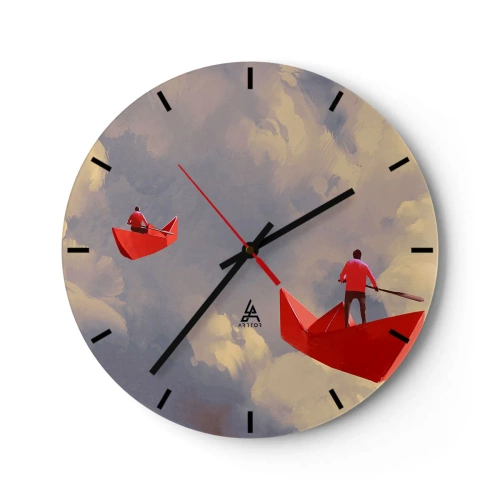 Wanduhr - Glasuhr - Expedition der Träumer - 40x40 cm