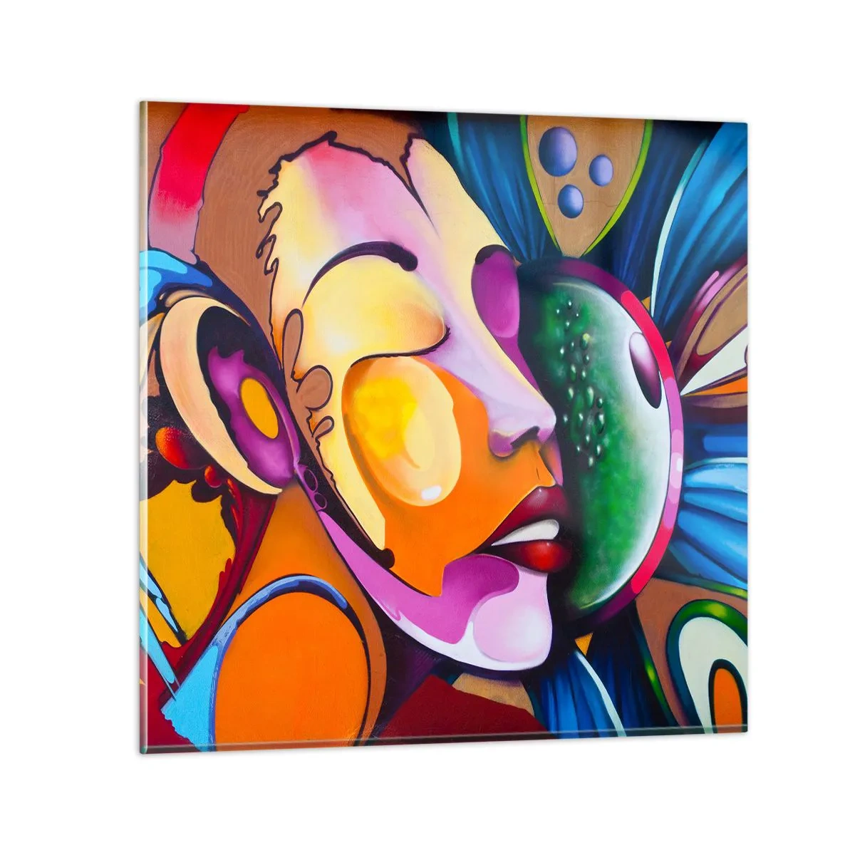 Glasbild - Bild auf glas - Mit Farbe berühren - 70x70 cm