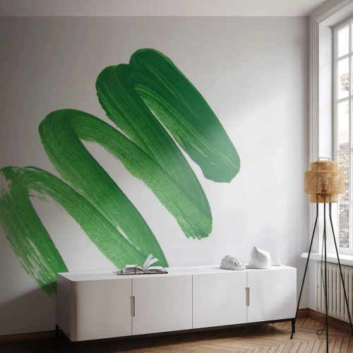 Selbstklebende Fototapete Deluxe Sticker - Grüner Witz - Malen, Minimalismus, Abstraktion - 300x210 cm