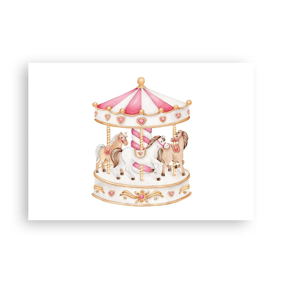 Poster - Buntes Vintage-Karussell mit Pferden - 100x70cm - Süße Welt der Kindheit - Moderne Wanddekoration für Wohnzimmer und Schlafzimmer ARTTOR