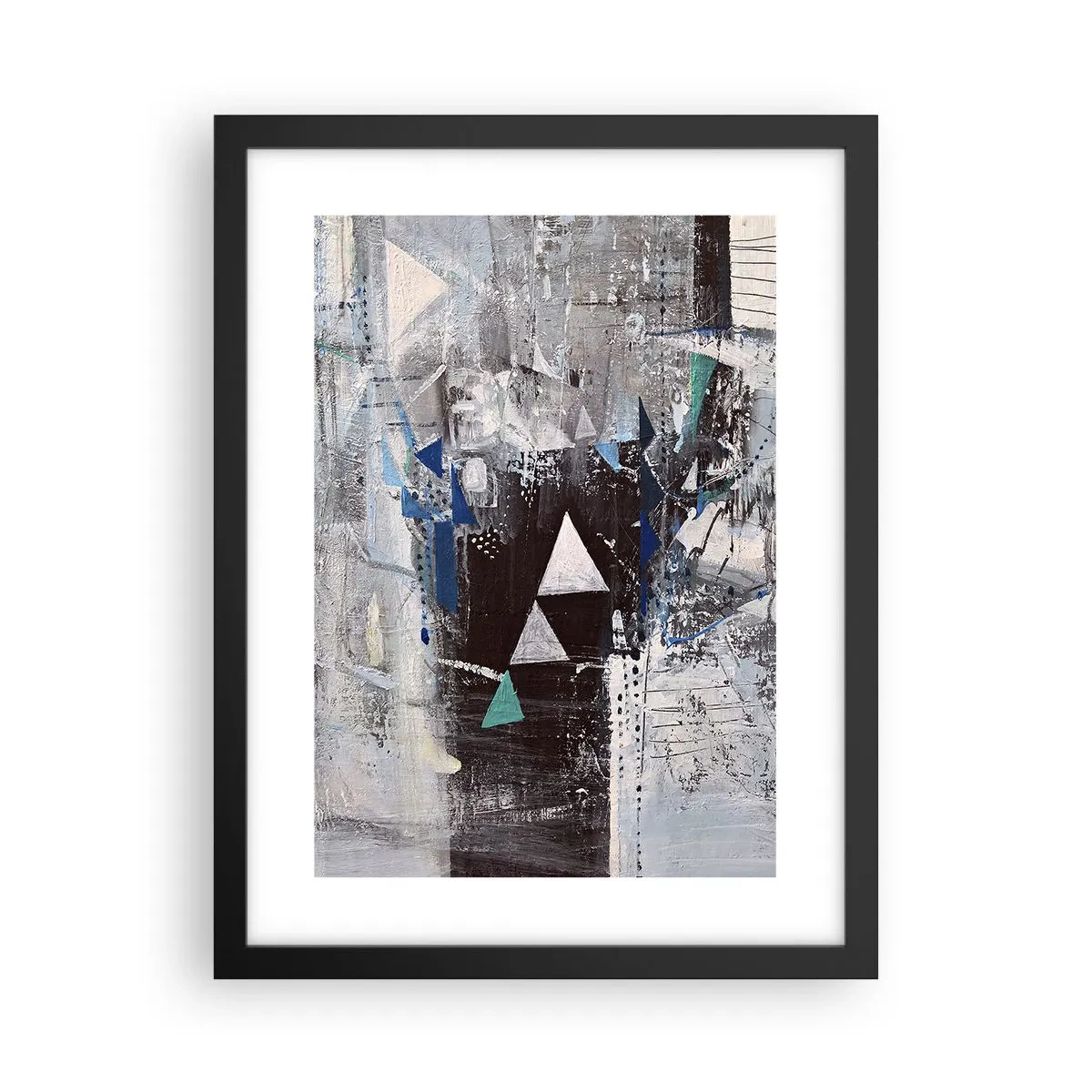 Poster in einem schwarzem Rahmen - Überschreibende Reihenfolge der Dreiecke - 30x40 cm