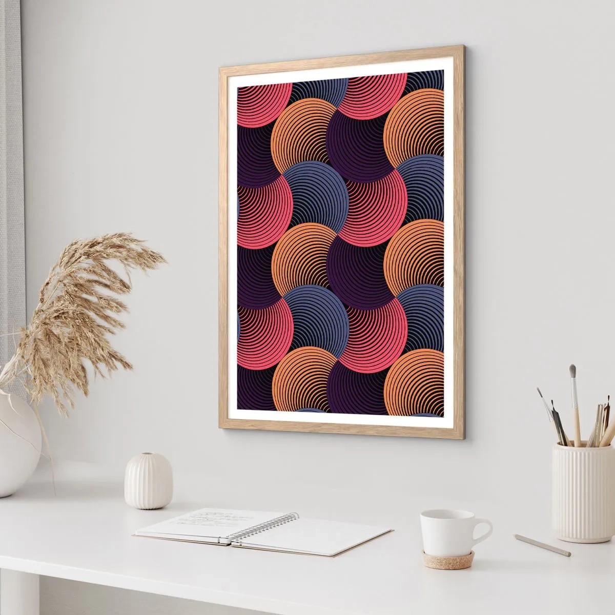 Poster in einem Rahmen aus heller Eiche - Im kreisenden Rhythmus - 50x70 cm