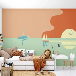 Fototapete Premium Canvas - Die perfekte Meereslandschaft - Abstraktion, Segelschiff, Laterne - 450x315 cm