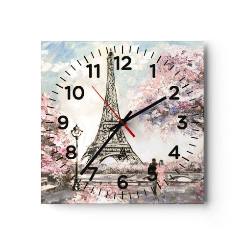 Wanduhr - Glasuhr - Aprilspaziergang durch Paris - 30x30 cm