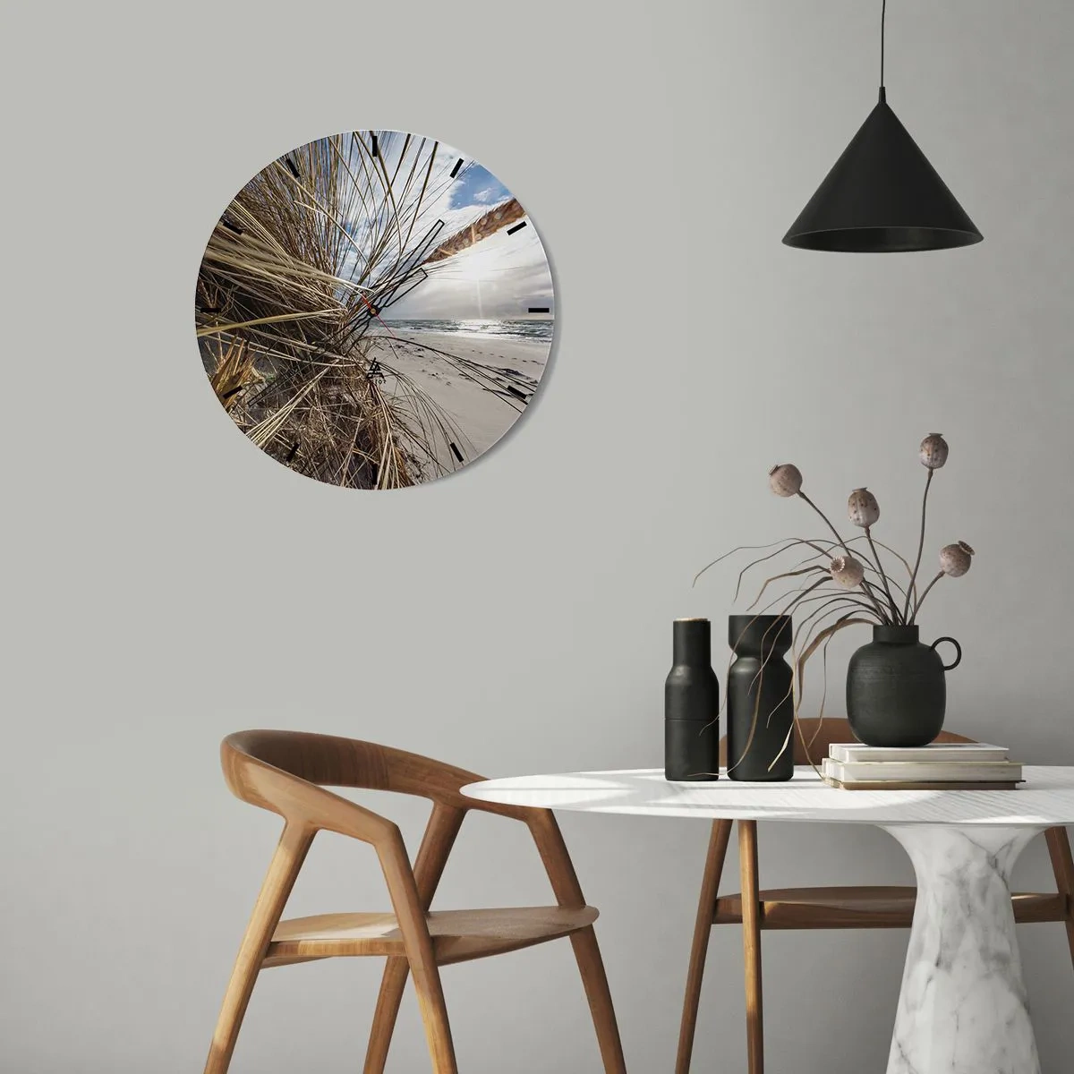 Wanduhr - Glasuhr - Ein Treffen der Elemente der Natur - 30x30 cm