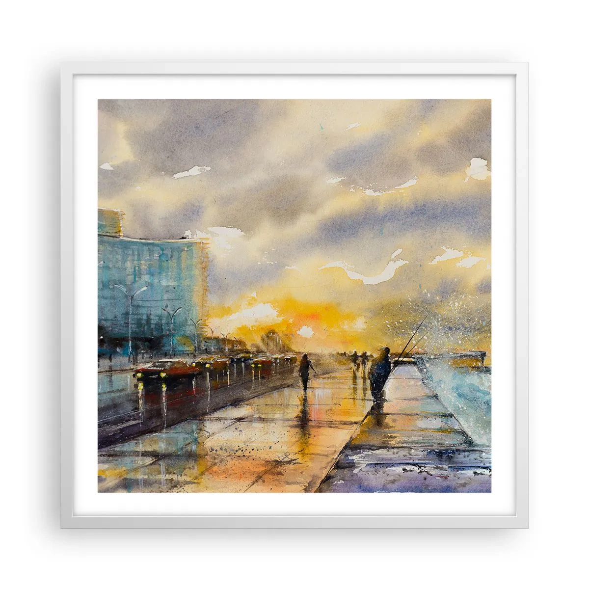 Poster in einem weißen Rahmen - Leben am Ufer - 60x60 cm