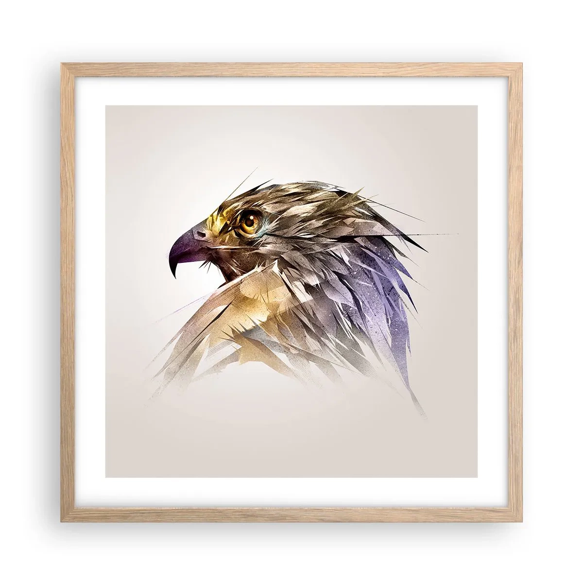 Poster in einem Rahmen aus heller Eiche - Porträt eines Kriegers - 50x50 cm