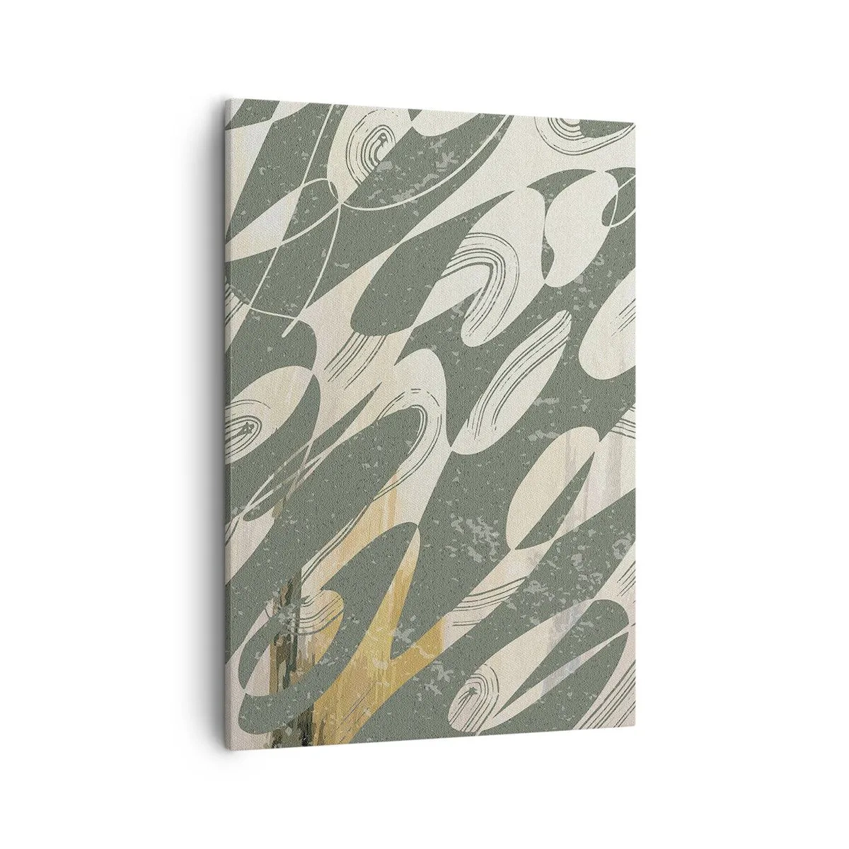 Bild auf Leinwand - Leinwandbild - Dynamische Formen in Grün- und Goldtönen - 50x70cm - Rhythmische Abstraktion - Moderne Wanddekoration für Wohnzimmer und Schlafzimmer ARTTOR