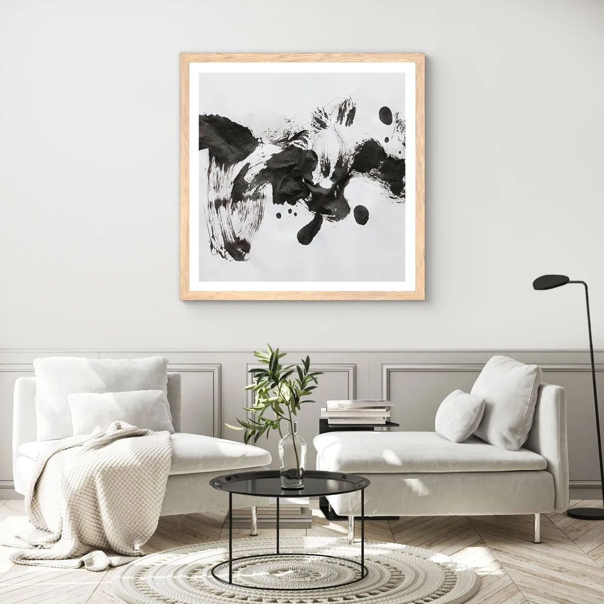 Poster in einem Rahmen aus heller Eiche - Obwohl das Wahnsinn ist, steckt darin eine Methode? - 60x60 cm