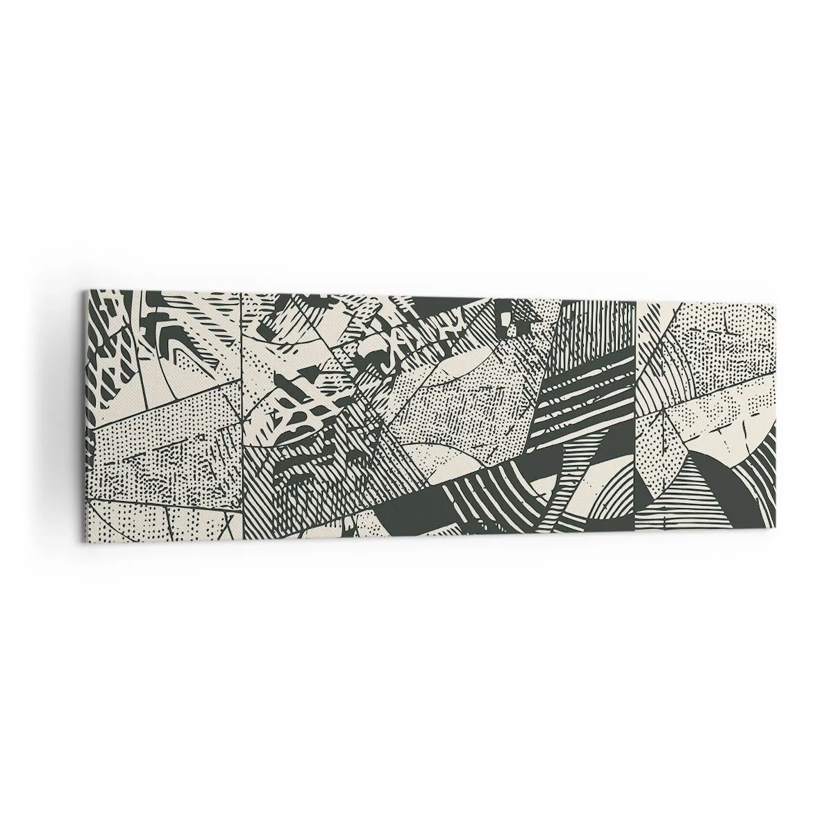 Bild auf Leinwand - Leinwandbild - Geometrische abstrakte Muster in Grüntönen auf hellem Hintergrund - 160x50cm - Die Dynamik der Gegenwart - Moderne Wanddekoration für Wohnzimmer und Schlafzimmer ARTTOR