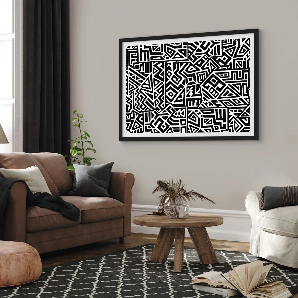 Poster in einem schwarzem Rahmen - Präkolumbianische Komposition - 40x30 cm