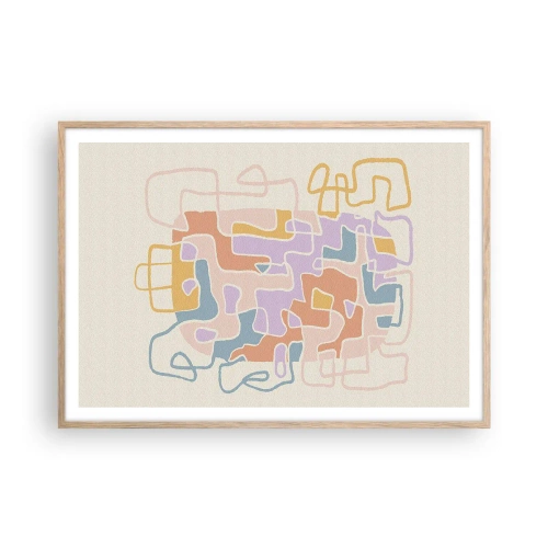 Poster in einem Rahmen aus heller Eiche - Labyrinth – ein freudiges Abenteuer - 100x70 cm