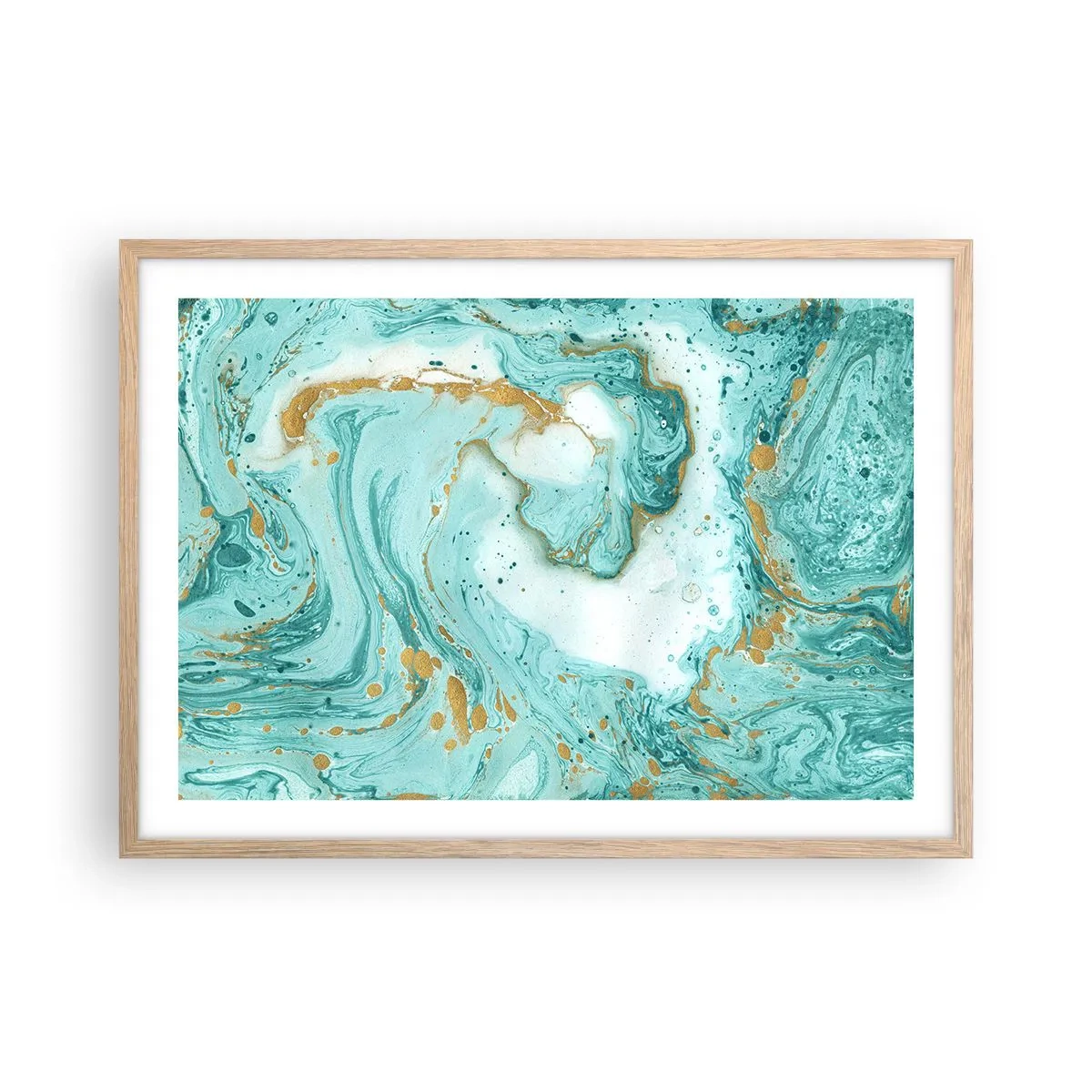 Poster in einem Rahmen aus heller Eiche - Unter der großen Welle der Edo-Ära - 70x50 cm