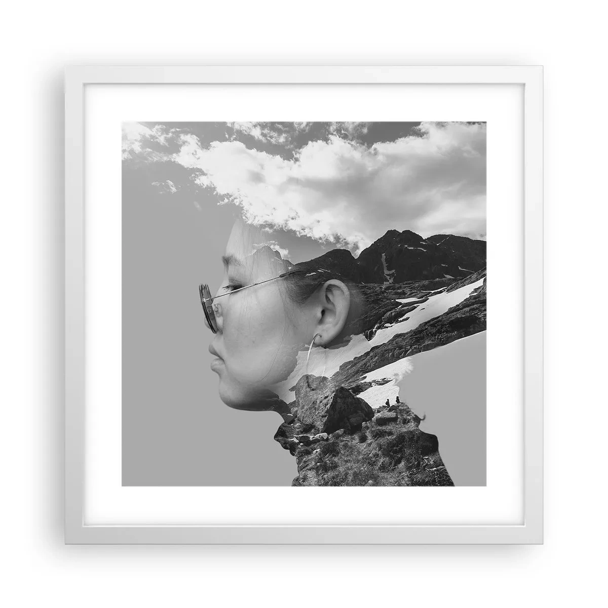 Poster in einem weißen Rahmen - Top und bewölktes Porträt - 40x40 cm