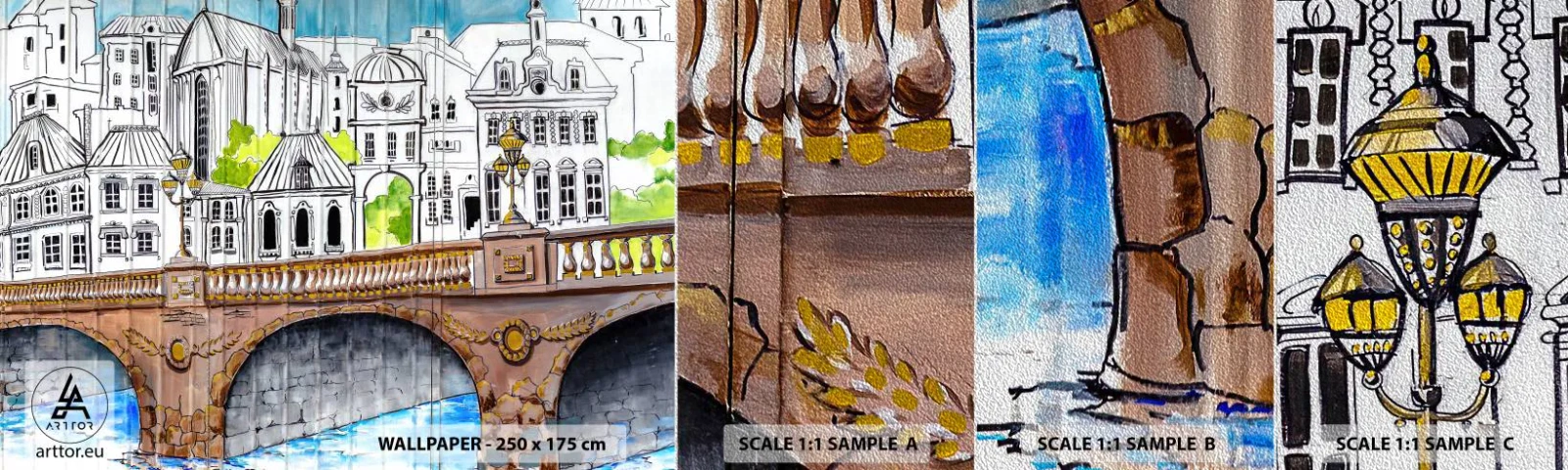 Fototapeten Muster Premium Sand - Die Stadt ist gemalt - Graffiti, Frankreich, Die Architektur - 100x30 cm