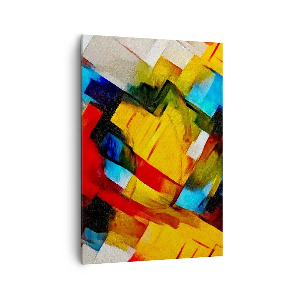Bild auf Leinwand - Leinwandbild - Abstrakte geometrische Komposition in lebendigen Farben - 70x100cm - Ein bunter Interleaver - Moderne Wanddekoration für Wohnzimmer und Schlafzimmer ARTTOR