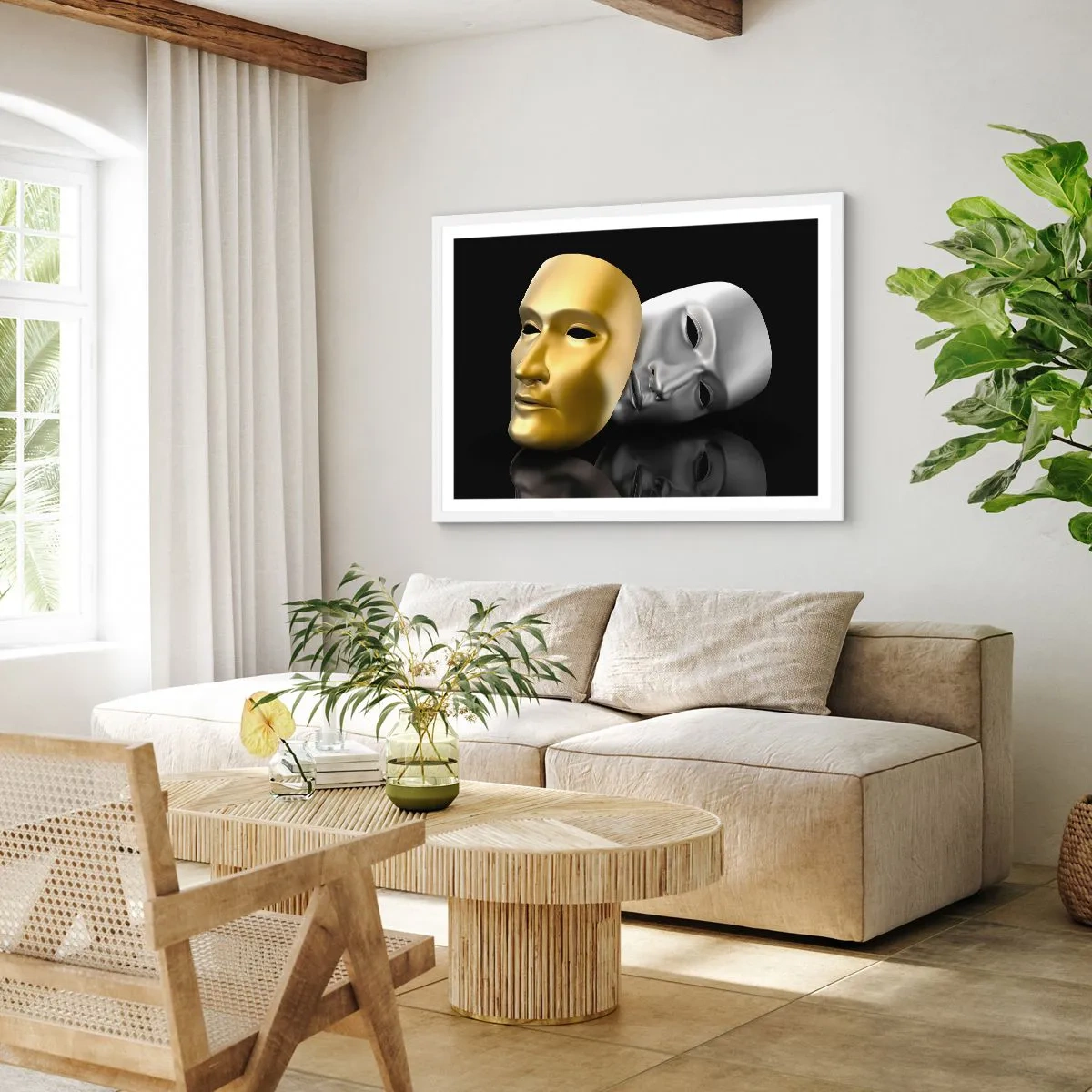 Poster in einem weißen Rahmen - Das Leben ist wie ein Theater - 100x70 cm