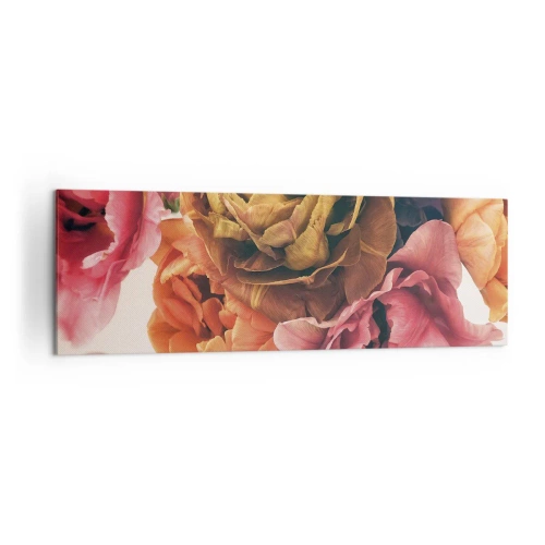 Bild auf Leinwand - Leinwandbild - Ein Strauß verschiedener Blumen in intensiven Farben - 160x50cm - Eine Feier des Lebens - Moderne Wanddekoration für Wohnzimmer und Schlafzimmer ARTTOR
