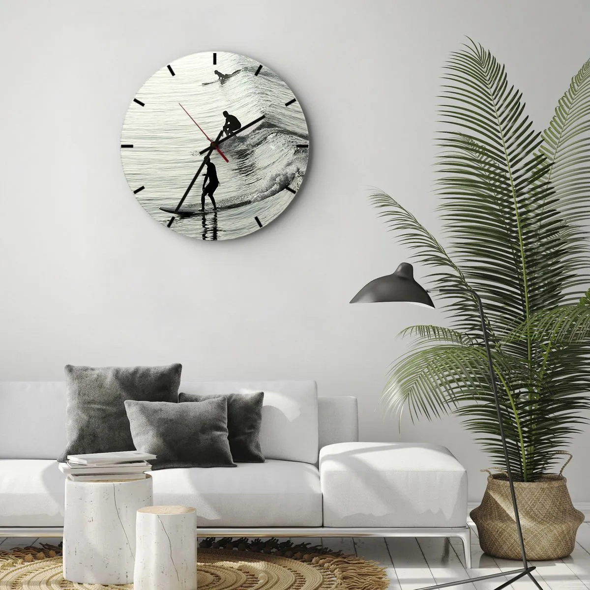 Wanduhr - Glasuhr - Gegen die Welle - 40x40 cm