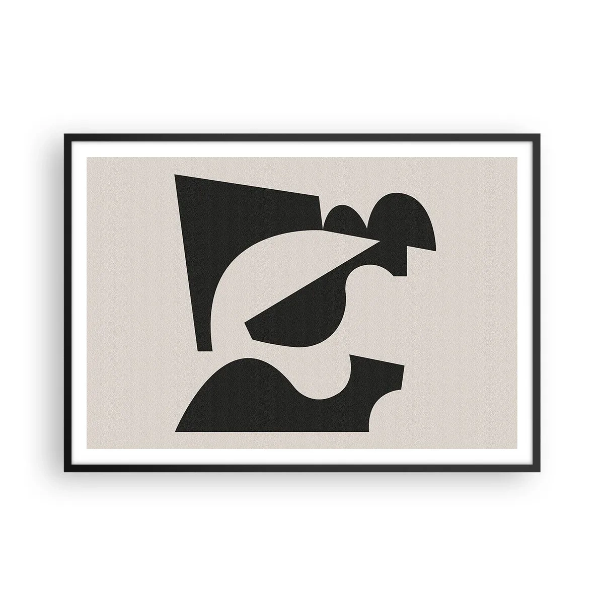 Poster in einem schwarzem Rahmen - Abstrakte geometrische Komposition in Schwarz und Weiß - 100x70cm - Zum Selbstbauen - Moderne Wanddekoration für Wohnzimmer und Schlafzimmer ARTTOR