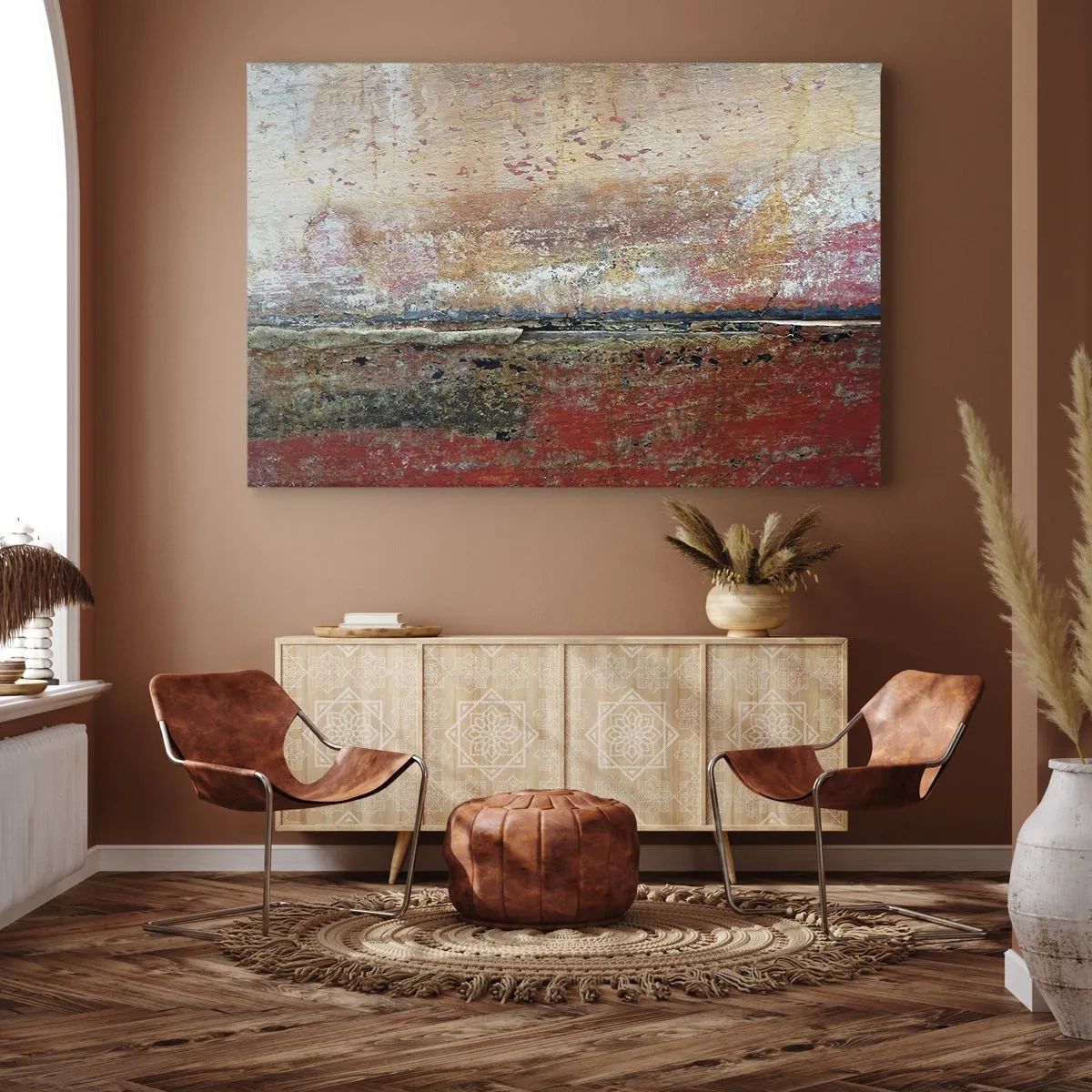 Bild auf Leinwand - Leinwandbild - Eine abstrakte Komposition, inspiriert vom Meer und der Natur. - 70x50cm - Vielleicht liegt es am Meer - Moderne Wanddekoration für Wohnzimmer und Schlafzimmer ARTTOR