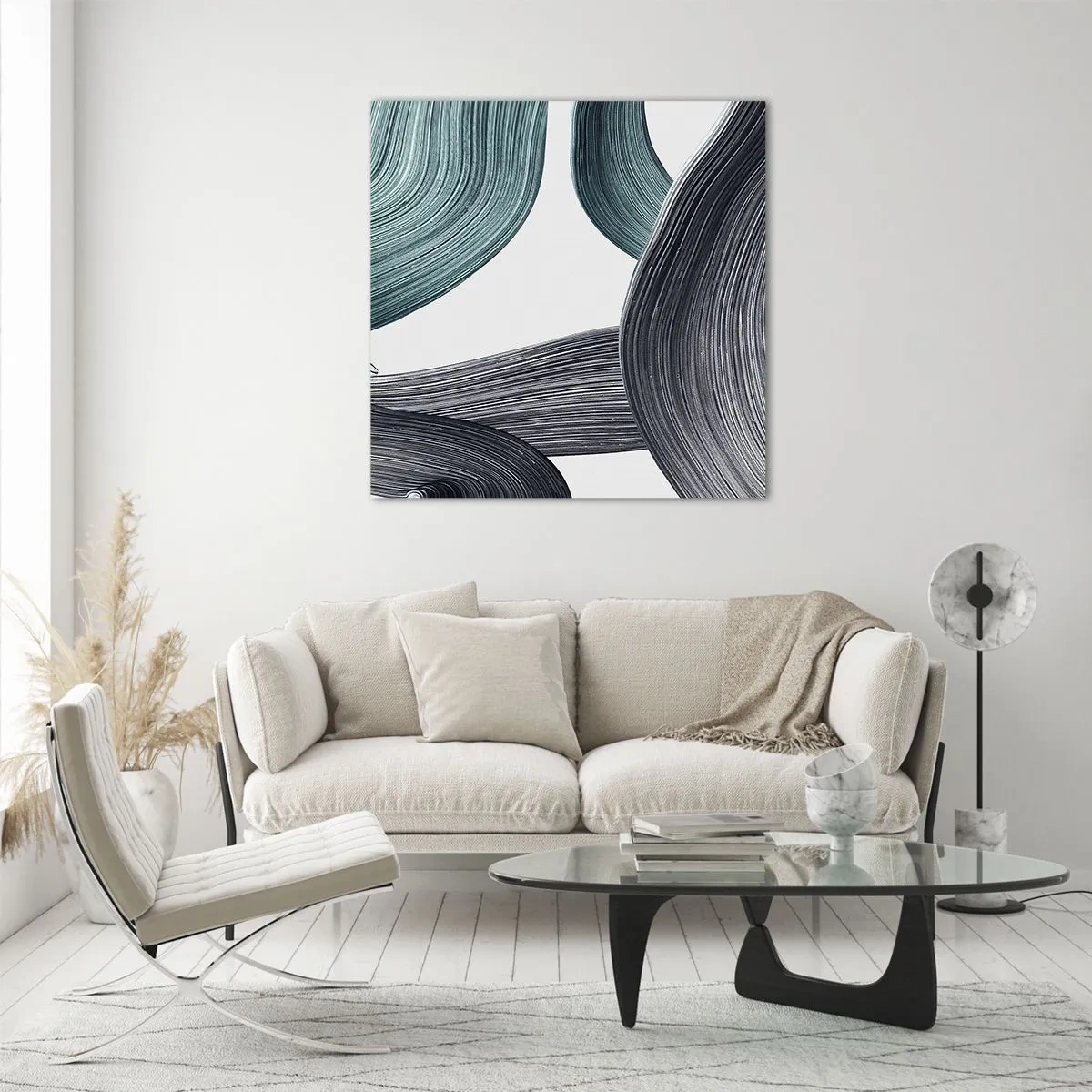 Glasbild - Bild auf glas - Smaragdgrüne und schwarze Pfade - 50x50 cm