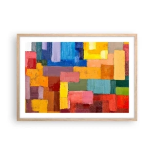 Poster in einem Rahmen aus heller Eiche - Jeder ist anders, alle bunt - 70x50 cm