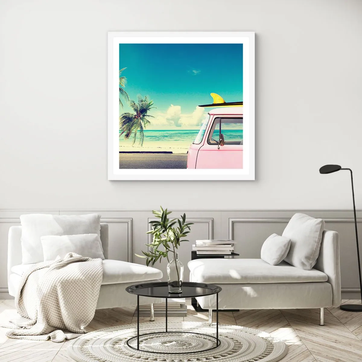 Poster in einem weißen Rahmen - Zeit um in die Ferien zu starten - 30x30 cm