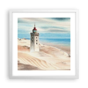 Poster in einem weißen Rahmen - Immer aufs Meer starrend - 40x40 cm
