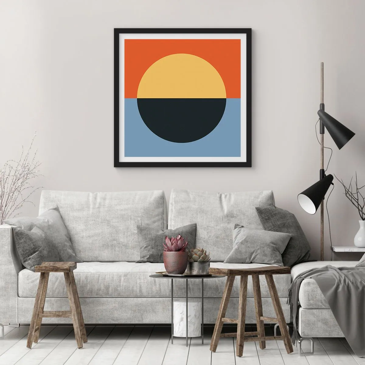 Poster in einem schwarzem Rahmen - Eine Komposition aus Wärme und Kühle - 40x40 cm