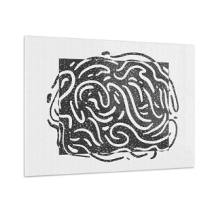 Glasbild - Bild auf glas - Dynamische abstrakte Linien und Punkte, die eine energetische Form erzeugen - 100x70cm - Abstraktion: Freudentanz - Moderne Wanddekoration für Wohnzimmer und Schlafzimmer ARTTOR