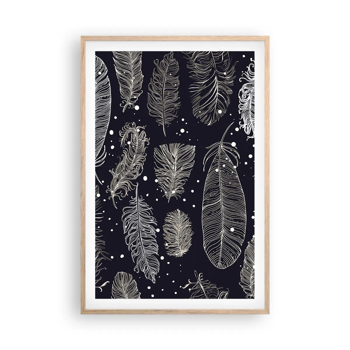 Poster in einem Rahmen aus heller Eiche - Gefiederte Spitze - 61x91 cm