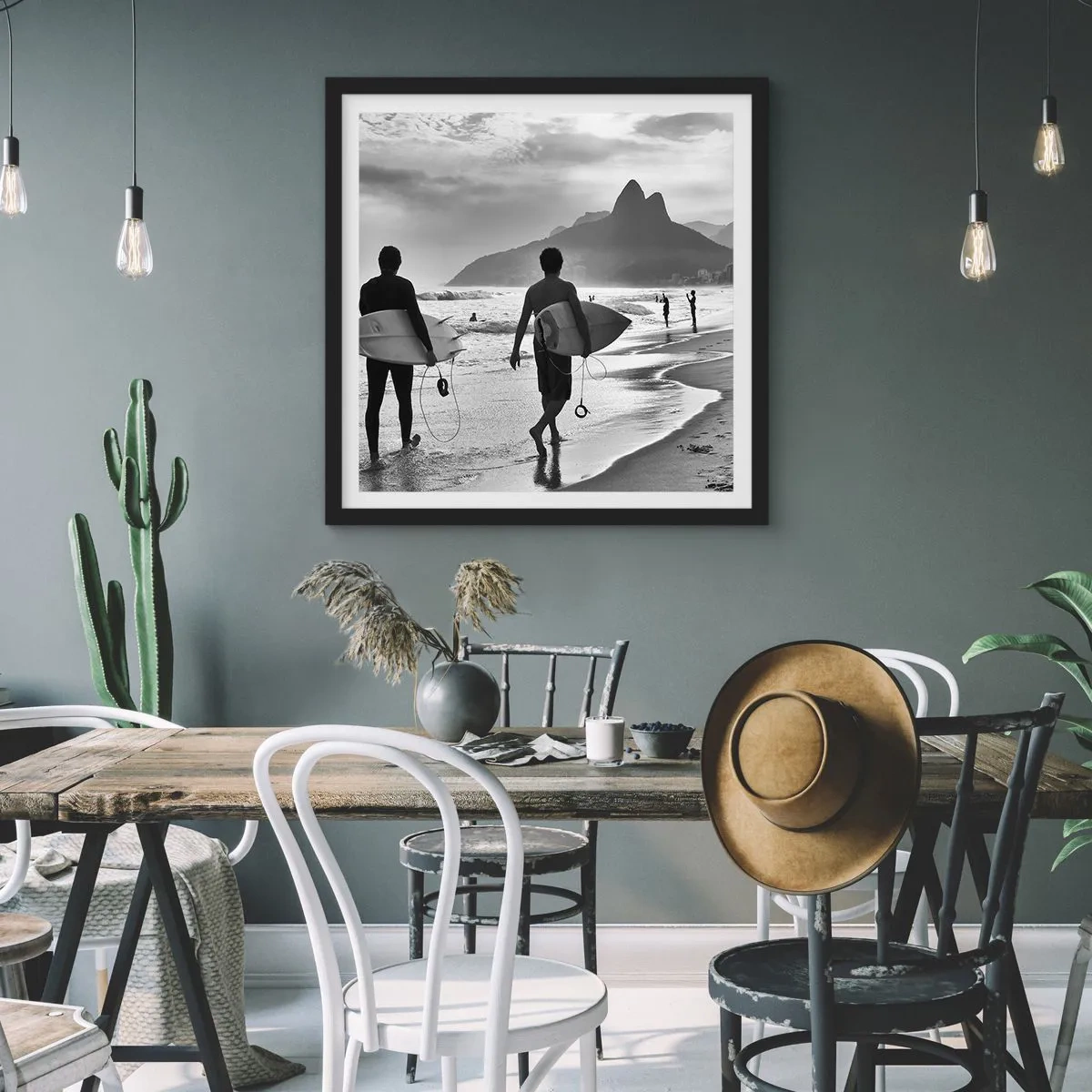 Poster in einem schwarzem Rahmen - Single-Wave-Samba - 30x30 cm