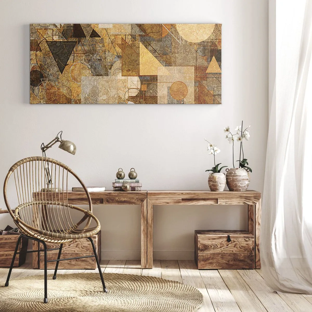 Bild auf Leinwand - Leinwandbild - Eine kubistische Studie aus Bronze - 100x40 cm