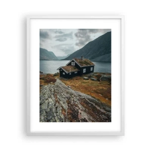 Poster in einem weißen Rahmen - Sommerresort am Fjord - 40x50 cm