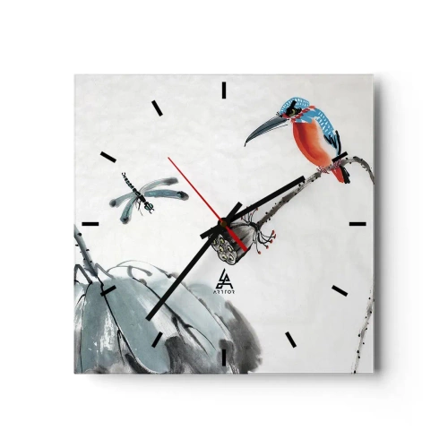 Wanduhr - Glasuhr - Das Leben der Wiese - 40x40 cm