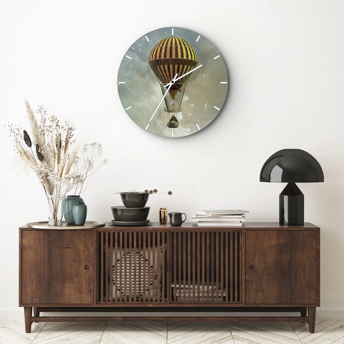 Wanduhr - Glasuhr - Pionierflüge - 40x40 cm